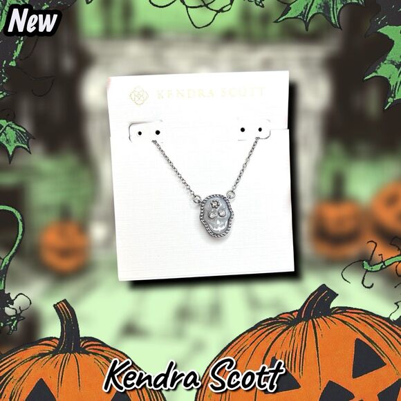 New Kendra Scott Skeleton Silver Mother of Pearl Pendant Necklace - Picture 4 of 5